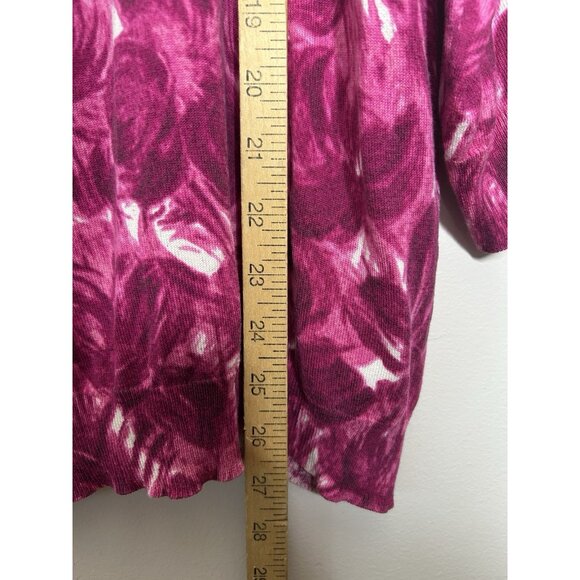 Talbots Sweater Scoop Neck Fuchsia Pink Floral Silk Cotton Blend Plus Size 3X - Picture 6 of 9